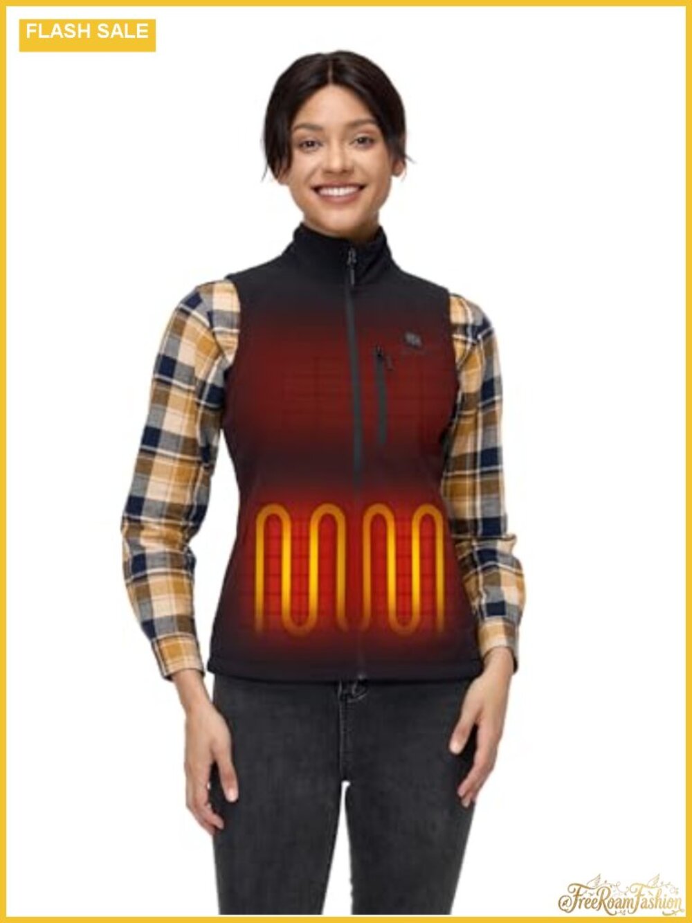Women's Heated Softshell Vest with Battery Water Wind Resistant